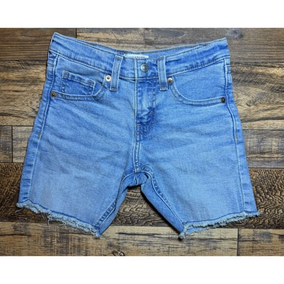 Levi’s Signature 7 Regular Cutoff Jean Shorts Blue Denim Frayed Hem - Picture 1 of 8